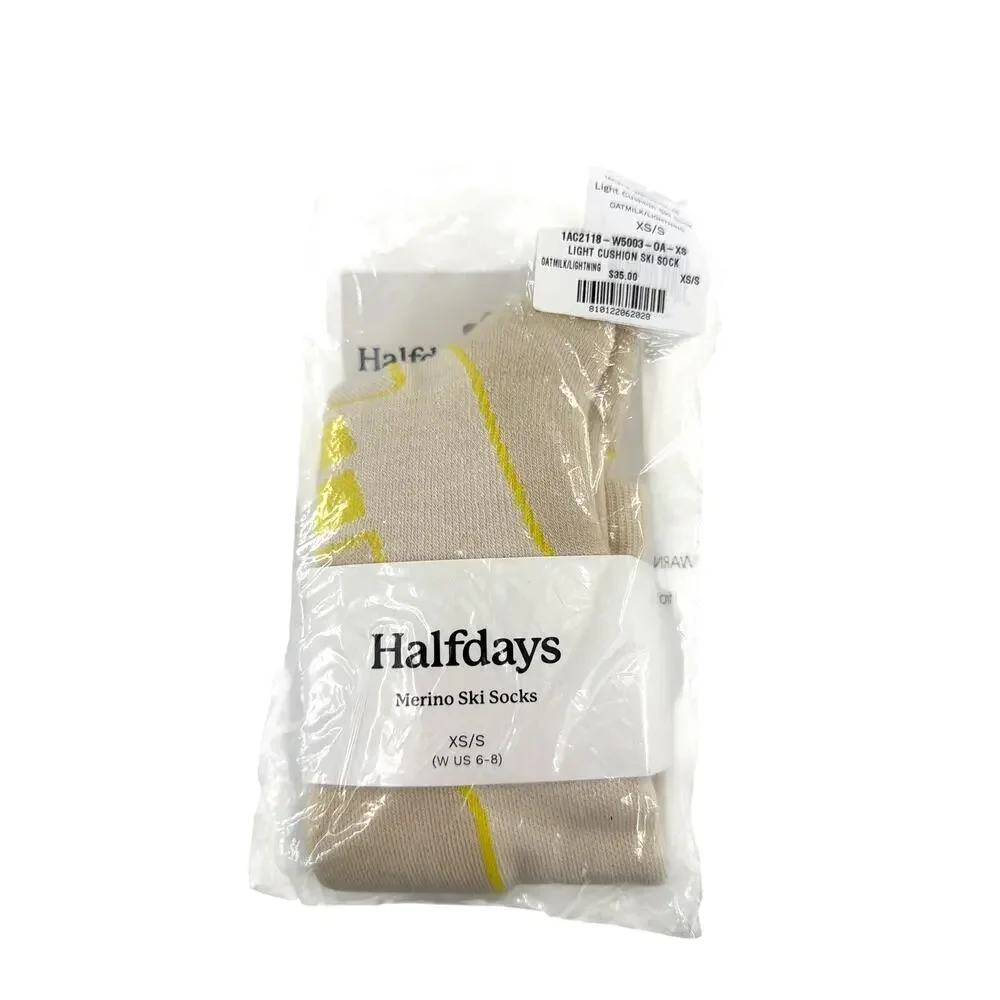 Halfdays Oatmilk Lightning Merino Light Cushion Ski Socks Size XS/S